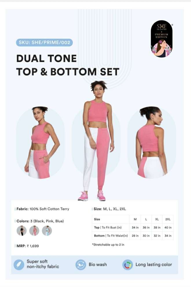 Buy SHE Brand Women Dual Tone 2 Pcs Top And Bootom Co-ord Sets Online At Wholesale Prices in India