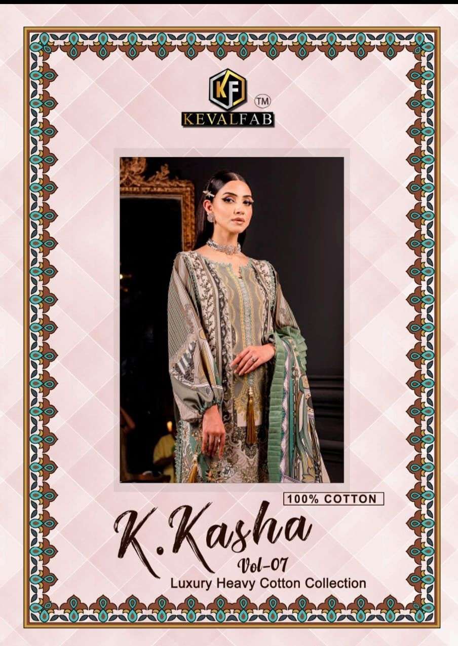 KEVAL FAB K KASHA VOL 7 EXCLUSIVE KARACHI COLLECTION PURE COTTON PRINTED LOW RANGE SUIT WHOLESALE RA...