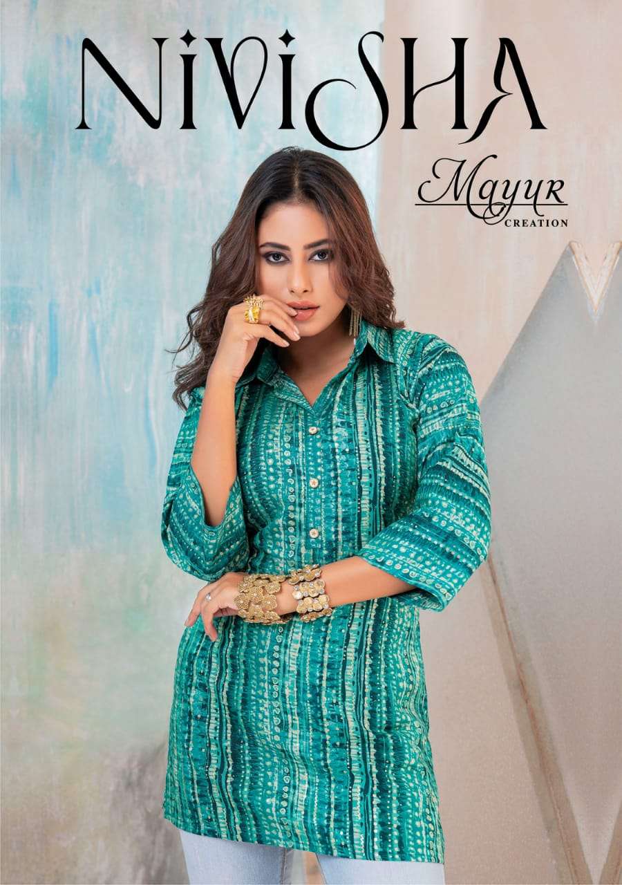 Nivisha Mayur Creation Reyon Stylish Tops With Foil Prints