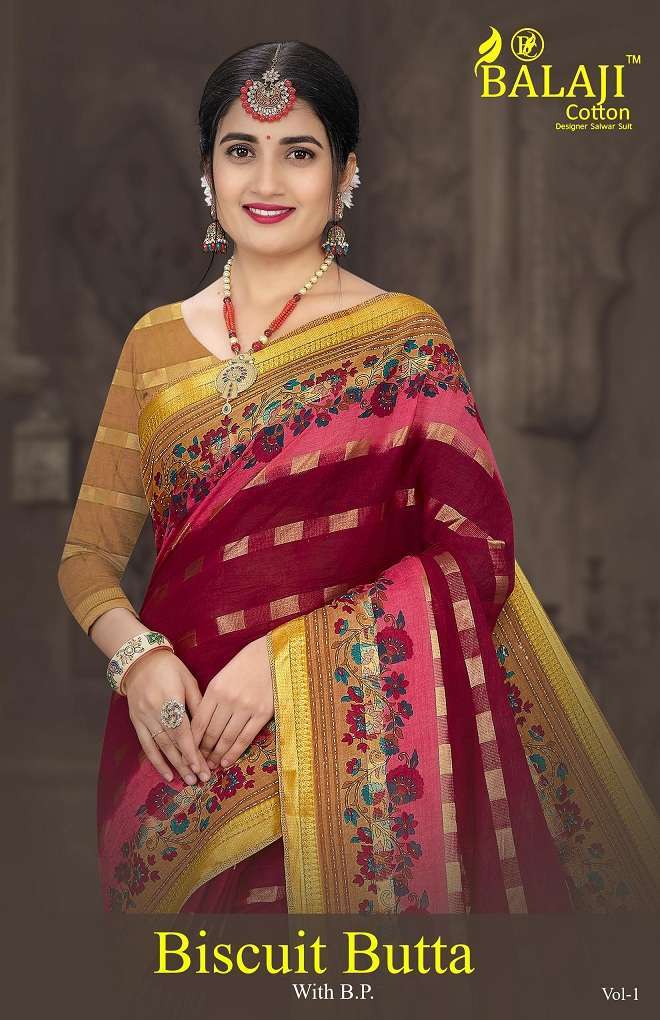 Balaji Biscuit Butta Vol 1 Cotton Sarees Wholesale Catalog