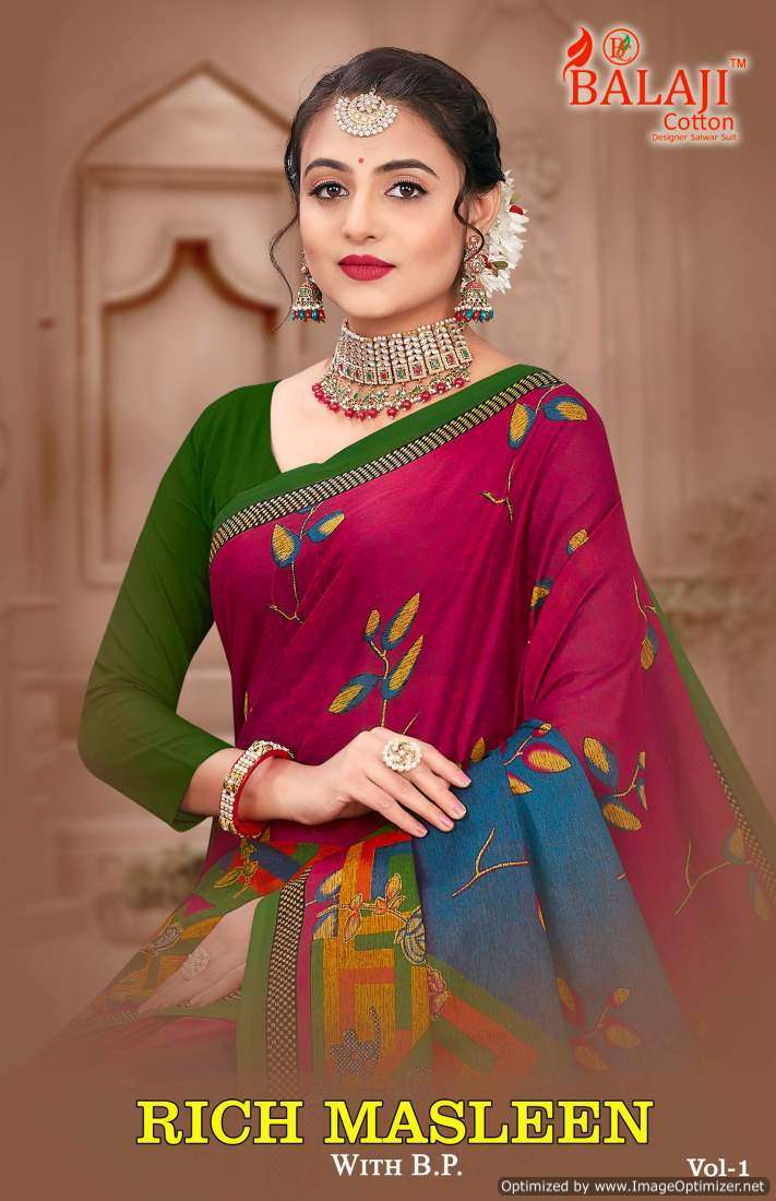 Balaji Rich Masleen vol 1 Cotton Sarees Wholesale Catalog