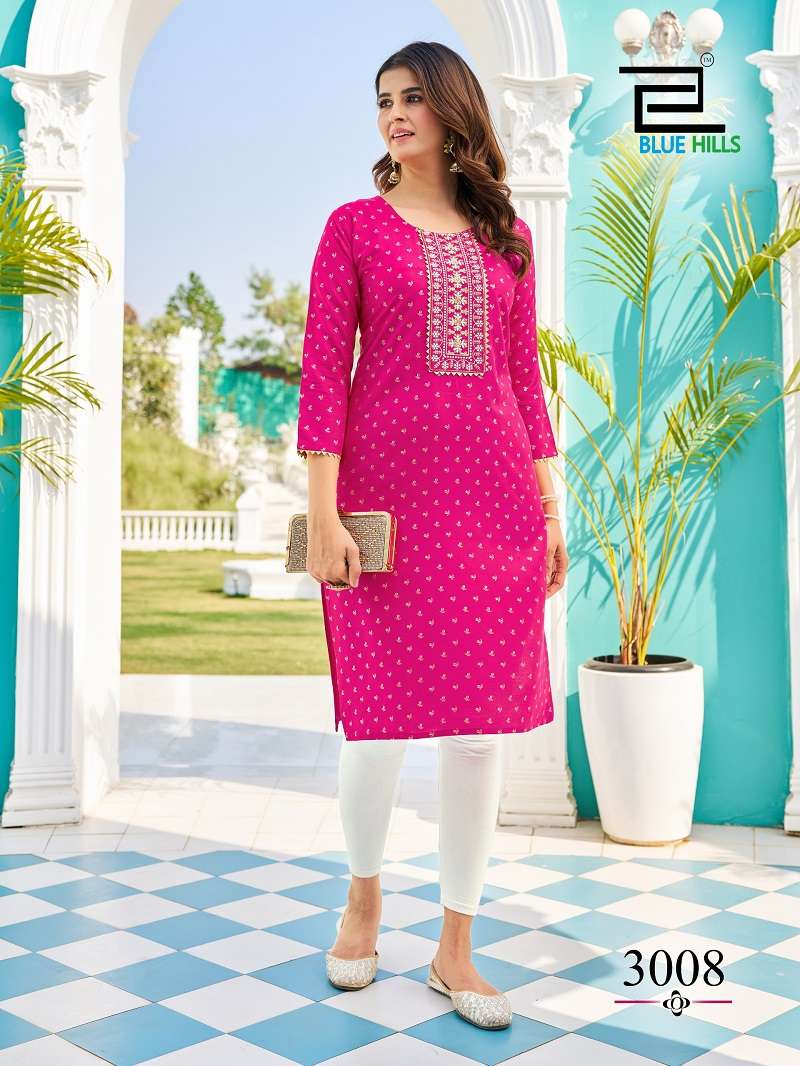 Blue Hills CityLight Vol 3 Rayon Foil Print Kurti Collection