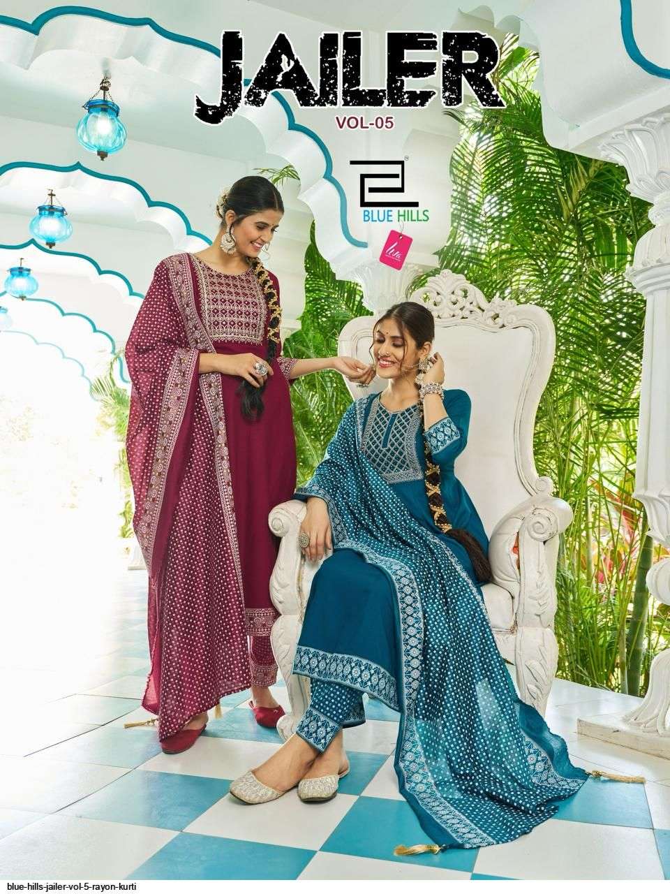 Blue Hills Jailer Vol 5 Rayon Kurti Bottom With Dupatta Collection