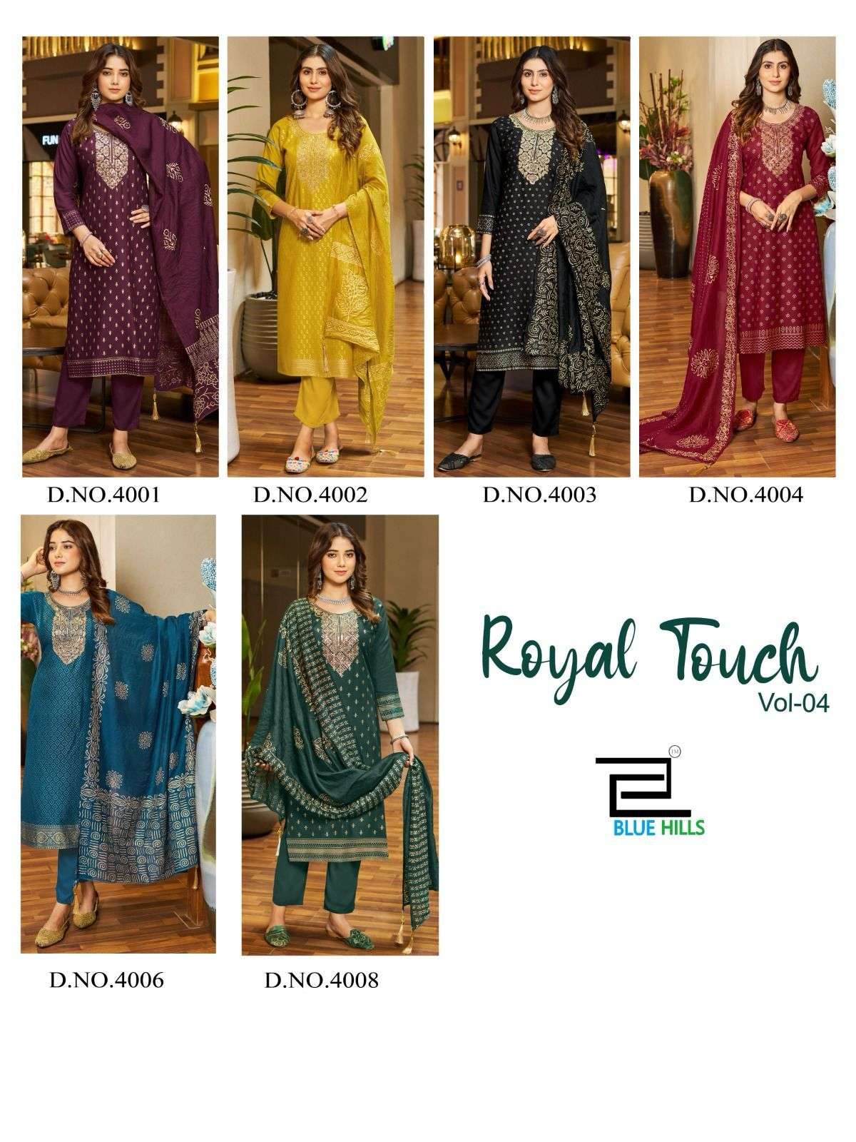 BLUE HILLS ROYAL TOUCH VOL 04 RAYON KURTI BOTTOM WITH DUPATTA