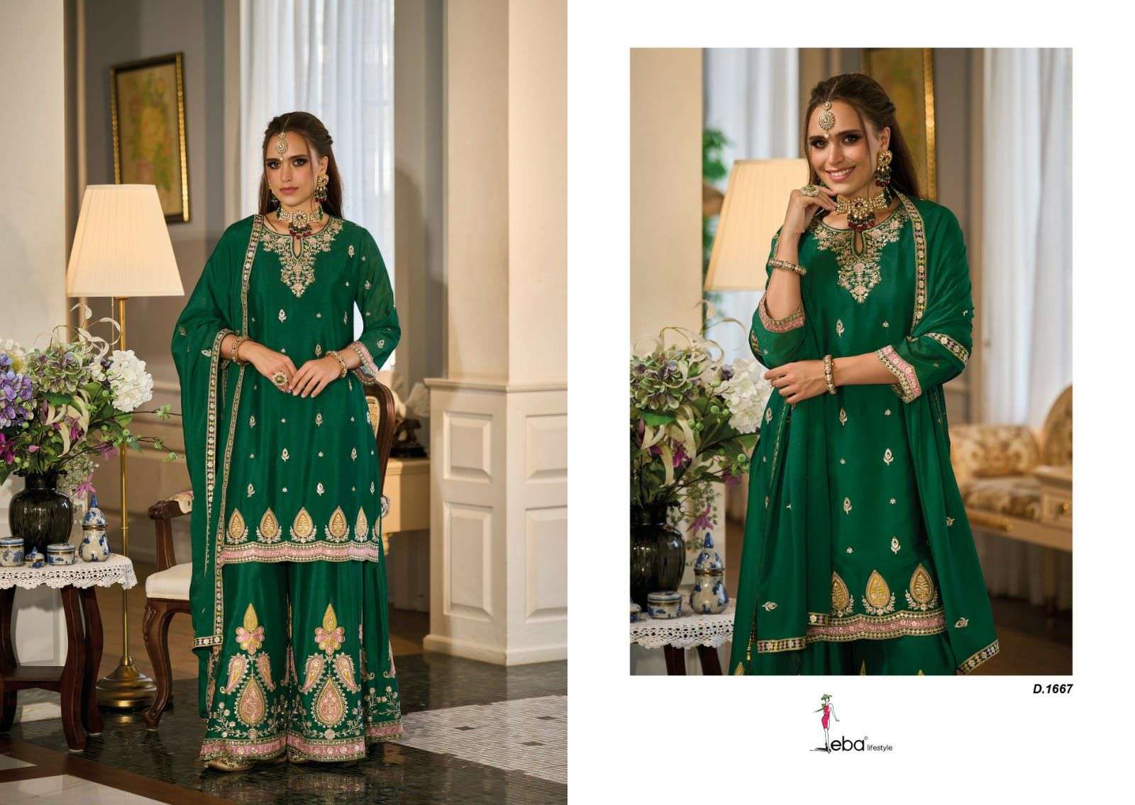 Eba Ishqia Heavy Chinon Designer Readymade Suits Collection