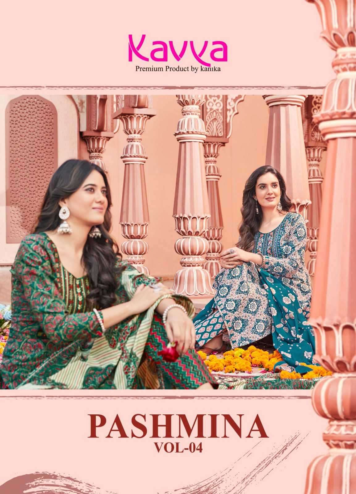 KAVYA PASHMINA VOL 4 COTTON READYMADE EMBROIDERY WORK SUITS CATALOGUE WHOLESALE