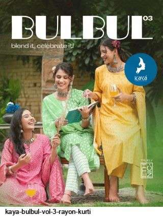 KAYA BULBUL VOL 3 RAYON KURTI PANT AND DUPATTA SET WHOLESALE