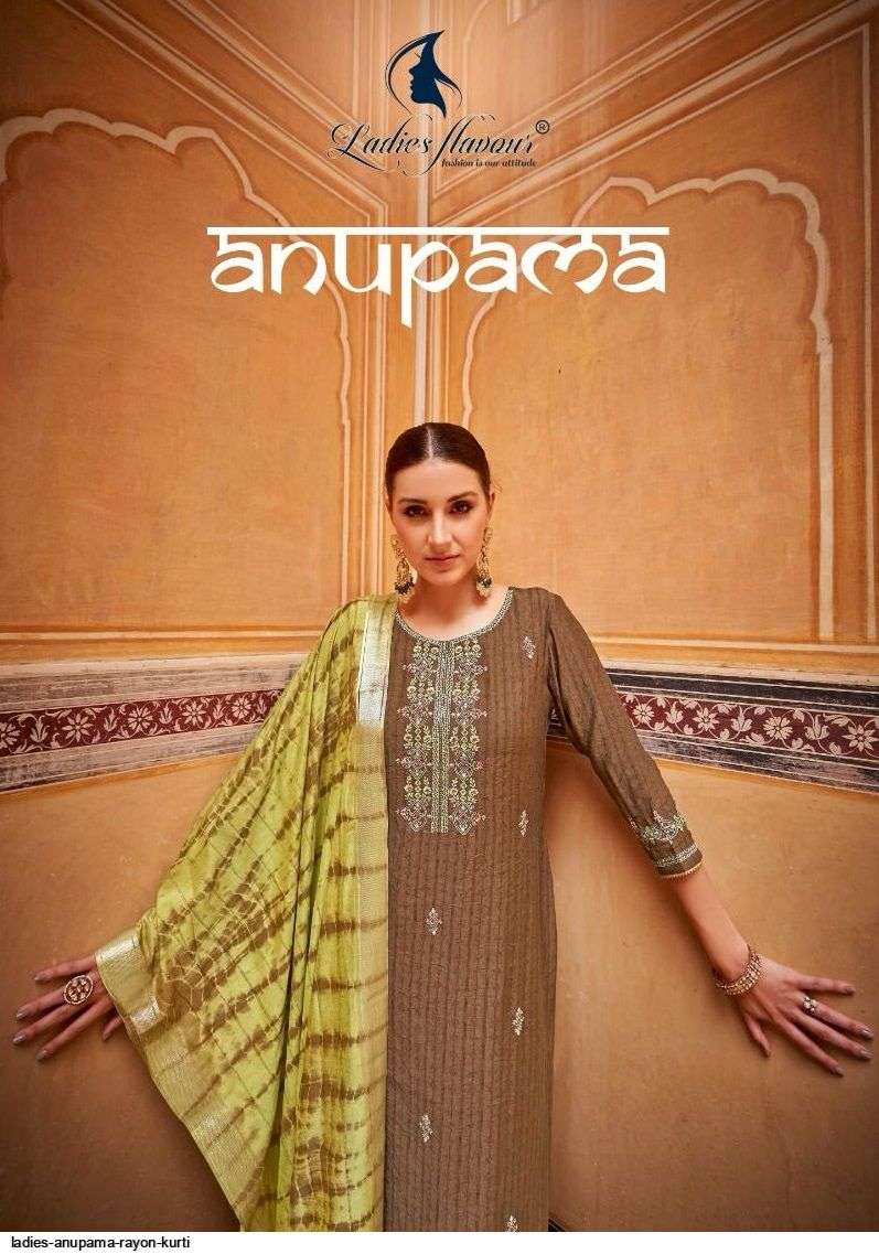 Ladies Flavour Anupama Rayon Top Bottom And Dupatta