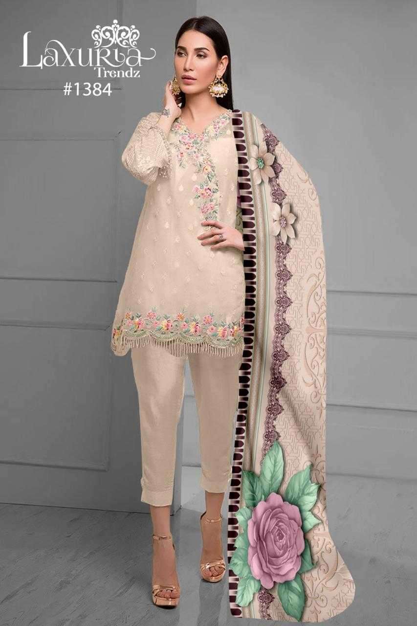 LAXURIA 1384 PAKISTANI HANDWORK READYMADE KURTI PANT DUPATTA