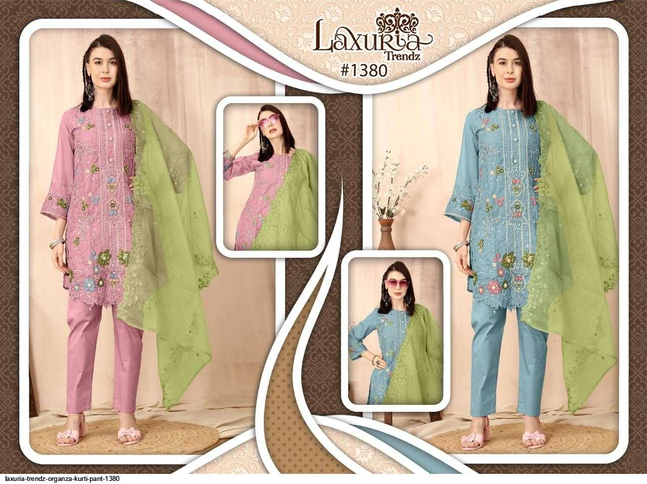 LAXURIA TRENDZ ORGANZA KURTI PANT 1380