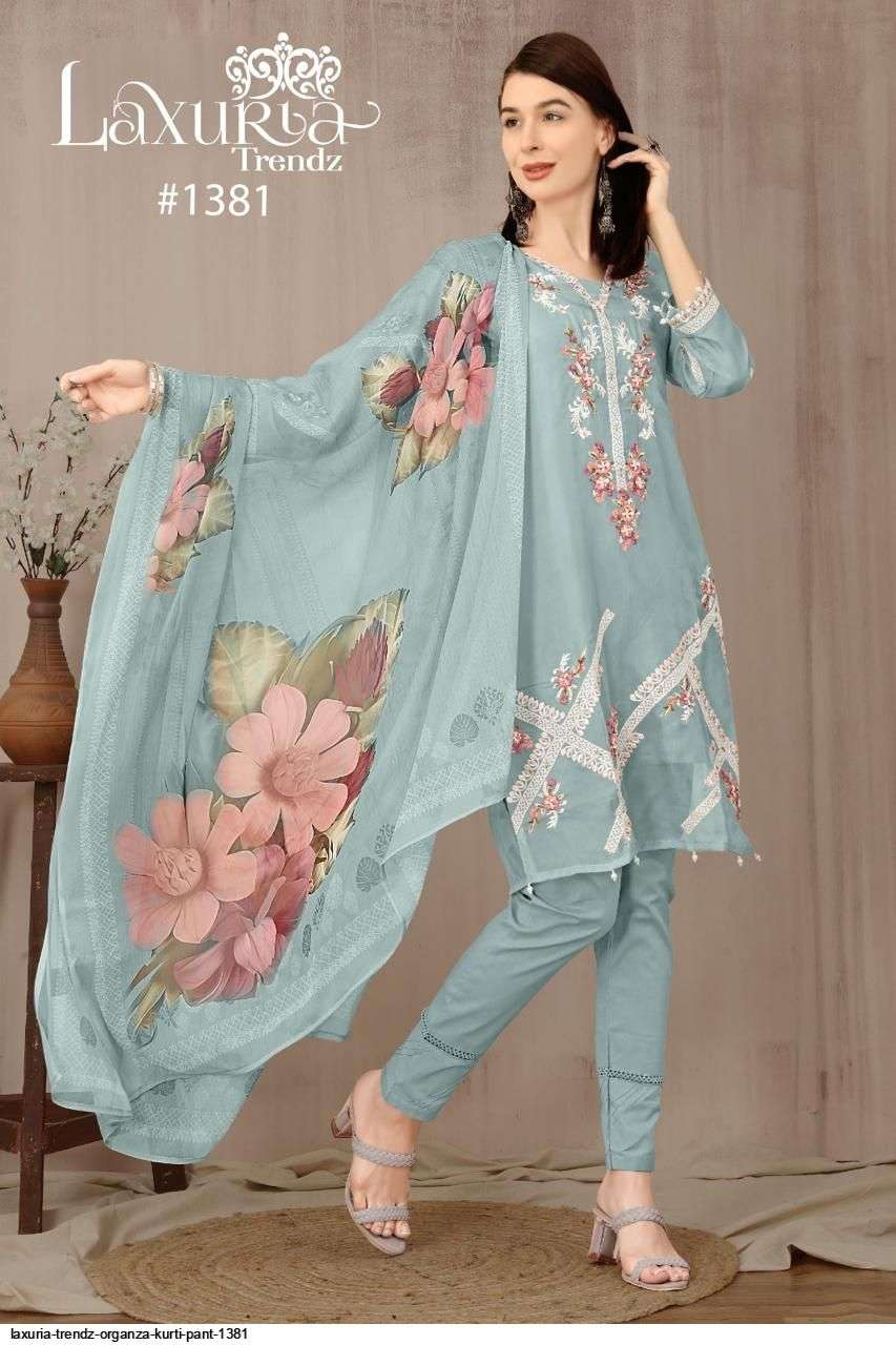 LAXURIA TRENDZ ORGANZA KURTI PANT 1381