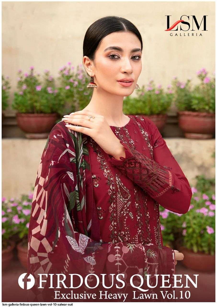 Lsm Firdous Queen Vol 10 Heavy Lawn Cotton Dress Material