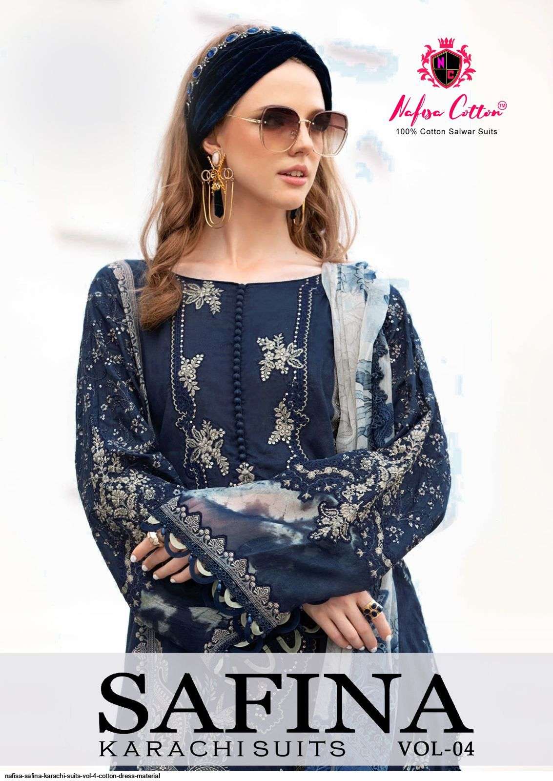 NAFISA SAFINA KARACHI SUITS VOL 4 COTTON DRESS MATERIAL