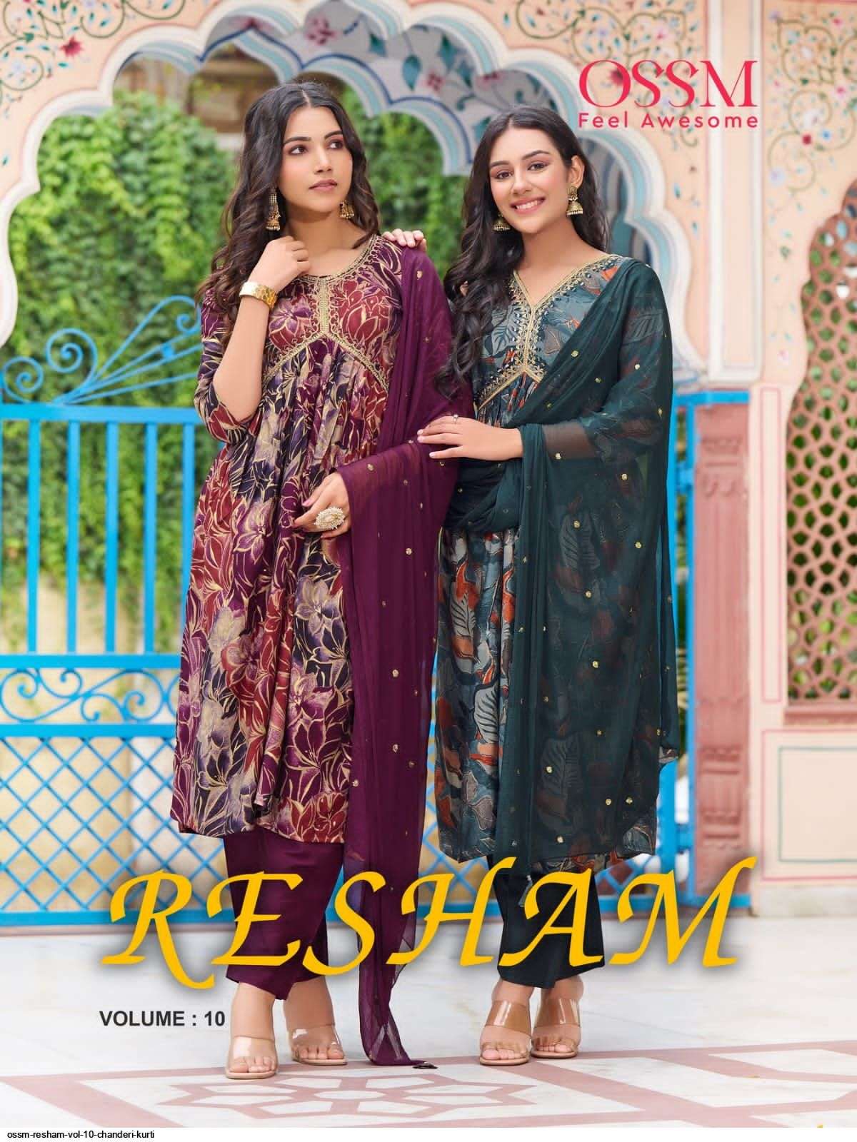 OSSM RESHAM VOL 10 ALIA CUT KURTI PANT AND DUPATTA COLLECTION