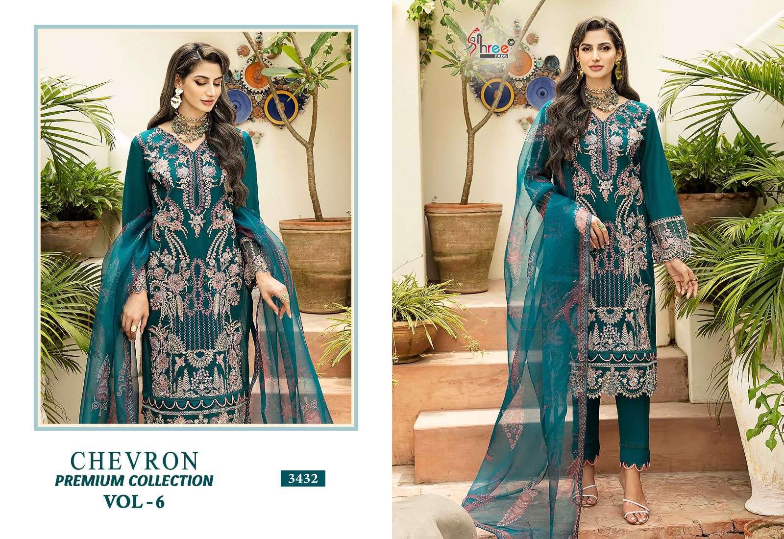 Shree Chevron Premium Collection Vol 6 Chiffon Dupatta Pakistani Suits