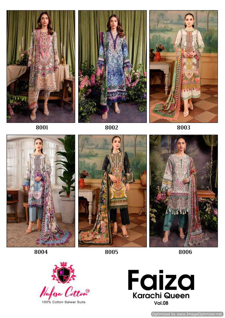 Nafisa Faiza Queen Vol 8 Premium Cotton Dress Material