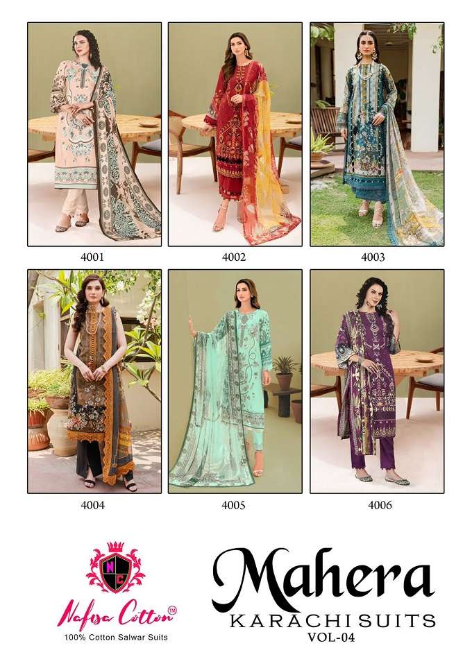 Nafisa Mahera Vol 4 Karachi Cotton Printed Dress Material