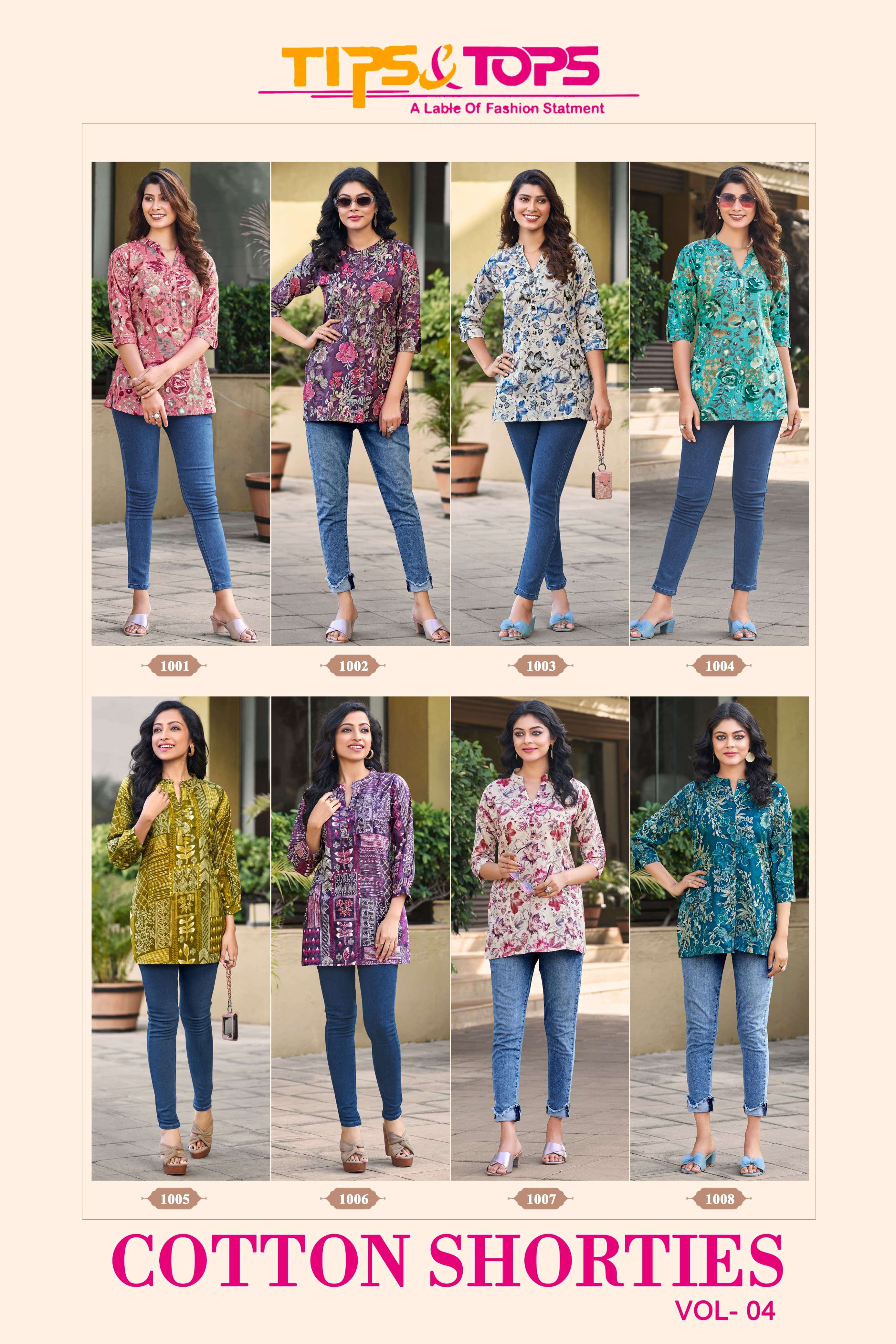 Tips And Tops Cotton Shorties Vol 4 Printed Ladies Top Collection