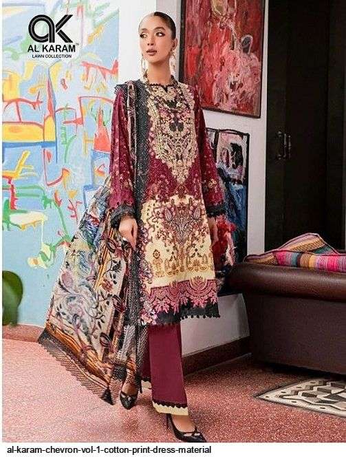 AL KARAM CHEVRON VOL 1 COTTON PRINT DRESS MATERIAL