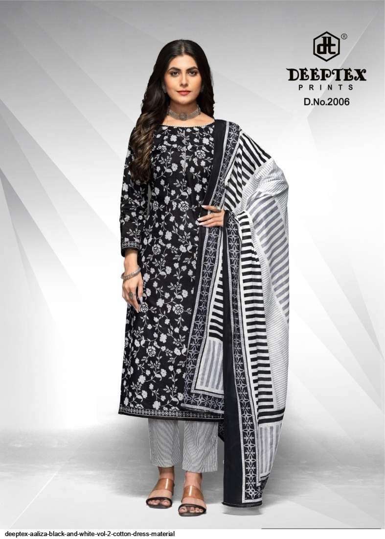 DEEPTEX AALIZA BLACK AND WHITE VOL 2 COTTON DRESS MATERIAL