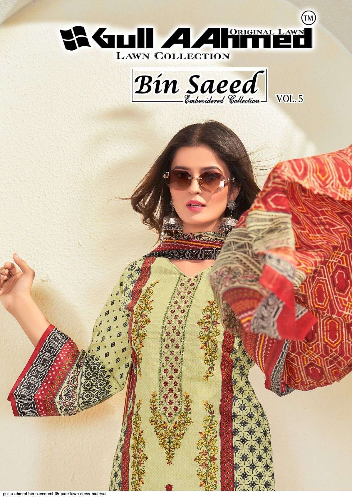 GULL A AHMED BIN SAEED VOL 05 PURE LAWN DRESS MATERIAL