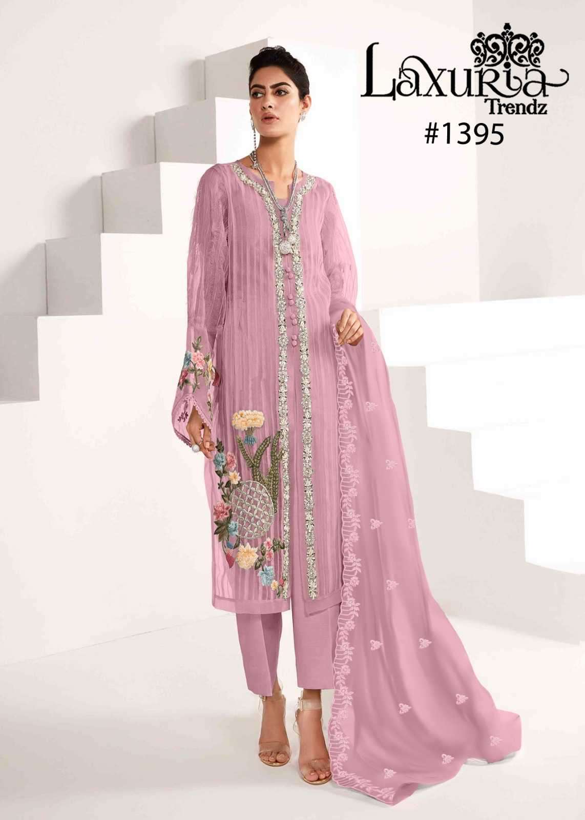 LAXURIA TRENDZ 1395 OCCASION WEAR ORGANZA READYMADE FANCY PAKISTANI SALWAR SUIT