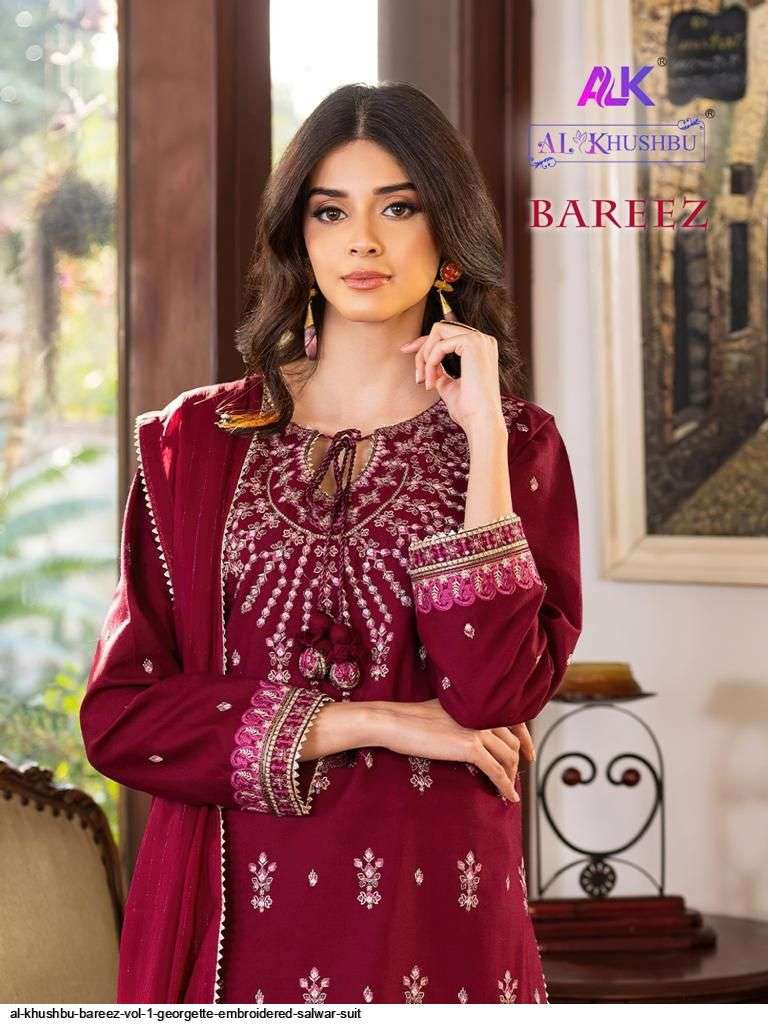 AL KHUSHBU BAREEZ VOL 1 GEORGETTE EMBROIDERED SALWAR SUIT