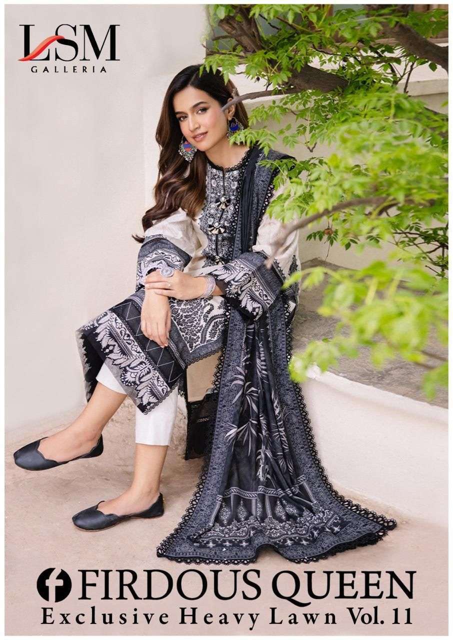 LSM GALLERIA FIRDOUS QUEEN VOL 11 PURE HEAVY LAWN DRESS COLLECTION WHOLESALE PRICE