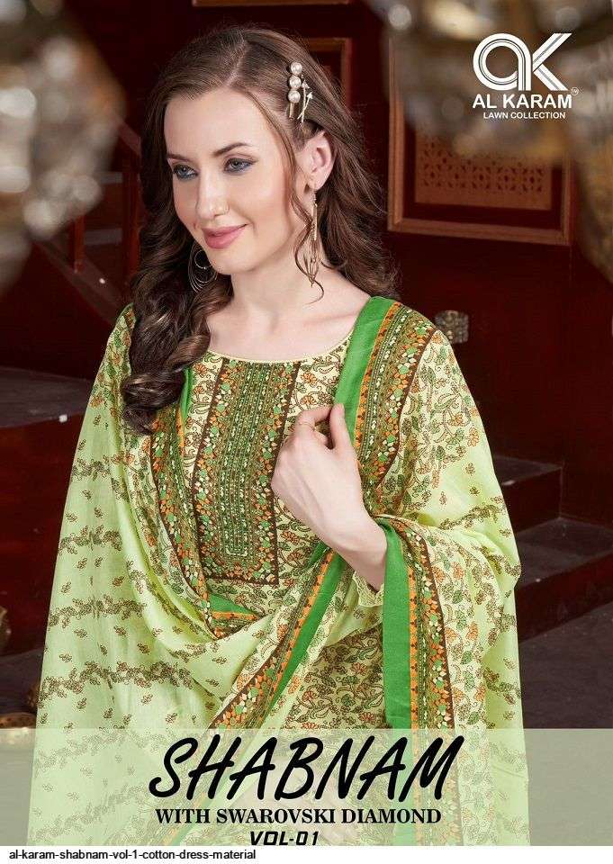 AL KARAM SHABNAM VOL 1 COTTON DRESS MATERIAL