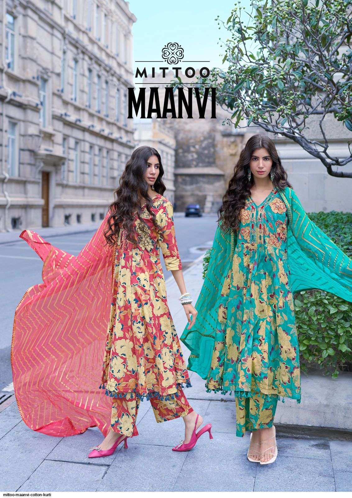 MITTOO MAANVI COTTON KURTI PANT DUPATTA SET WHOLESALE