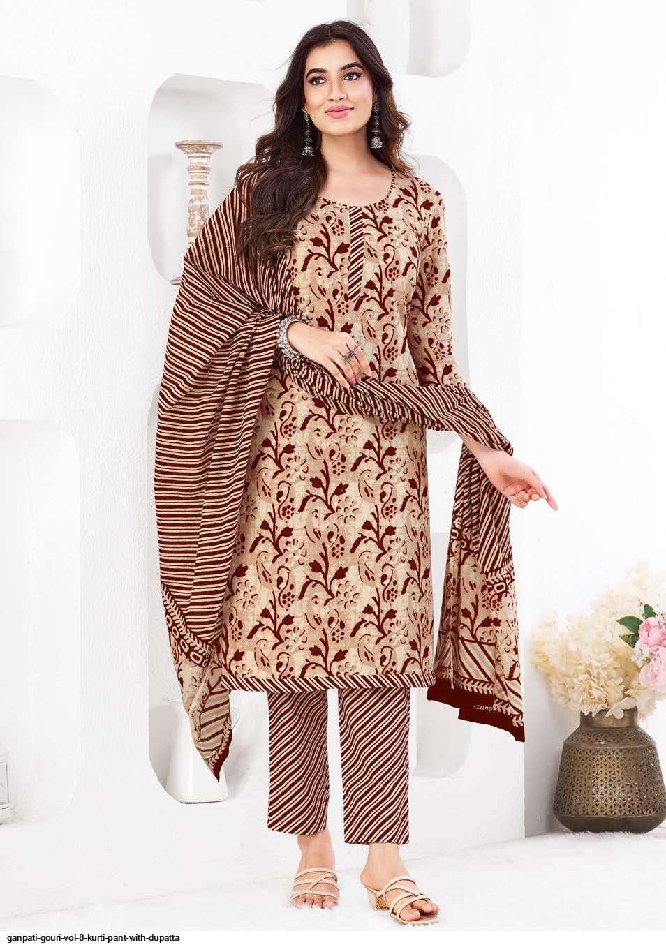 GANPATI GOURI VOL 8 KURTI PANT WITH DUPATTA