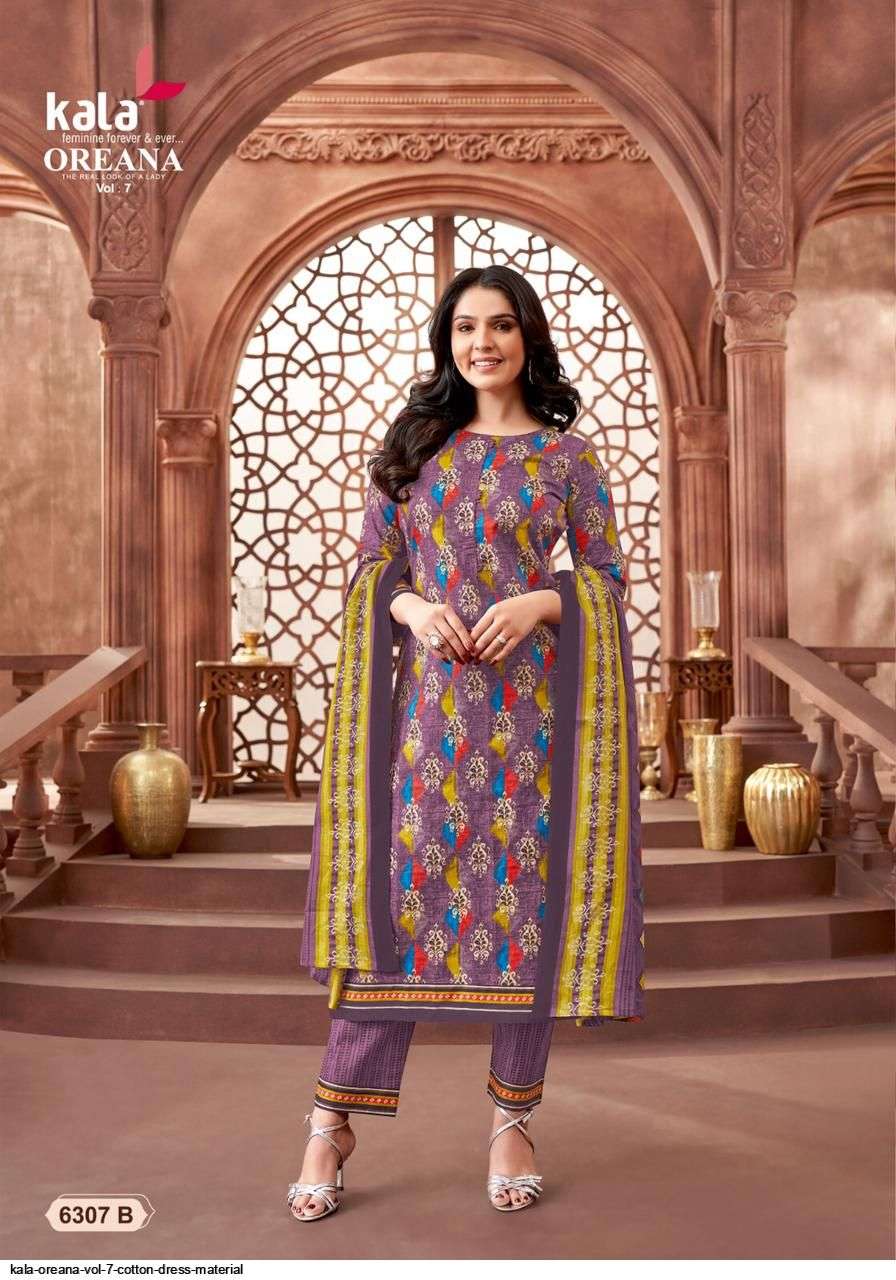 Kala Oreana Vol 7 Fancy Cotton Kurti Pant Dupatta Set 