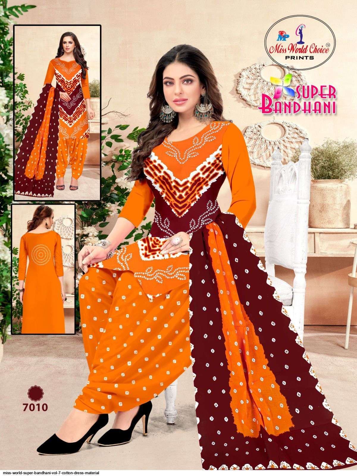 MISS WORLD SUPER BANDHANI VOL 7 COTTON DRESS MATERIAL