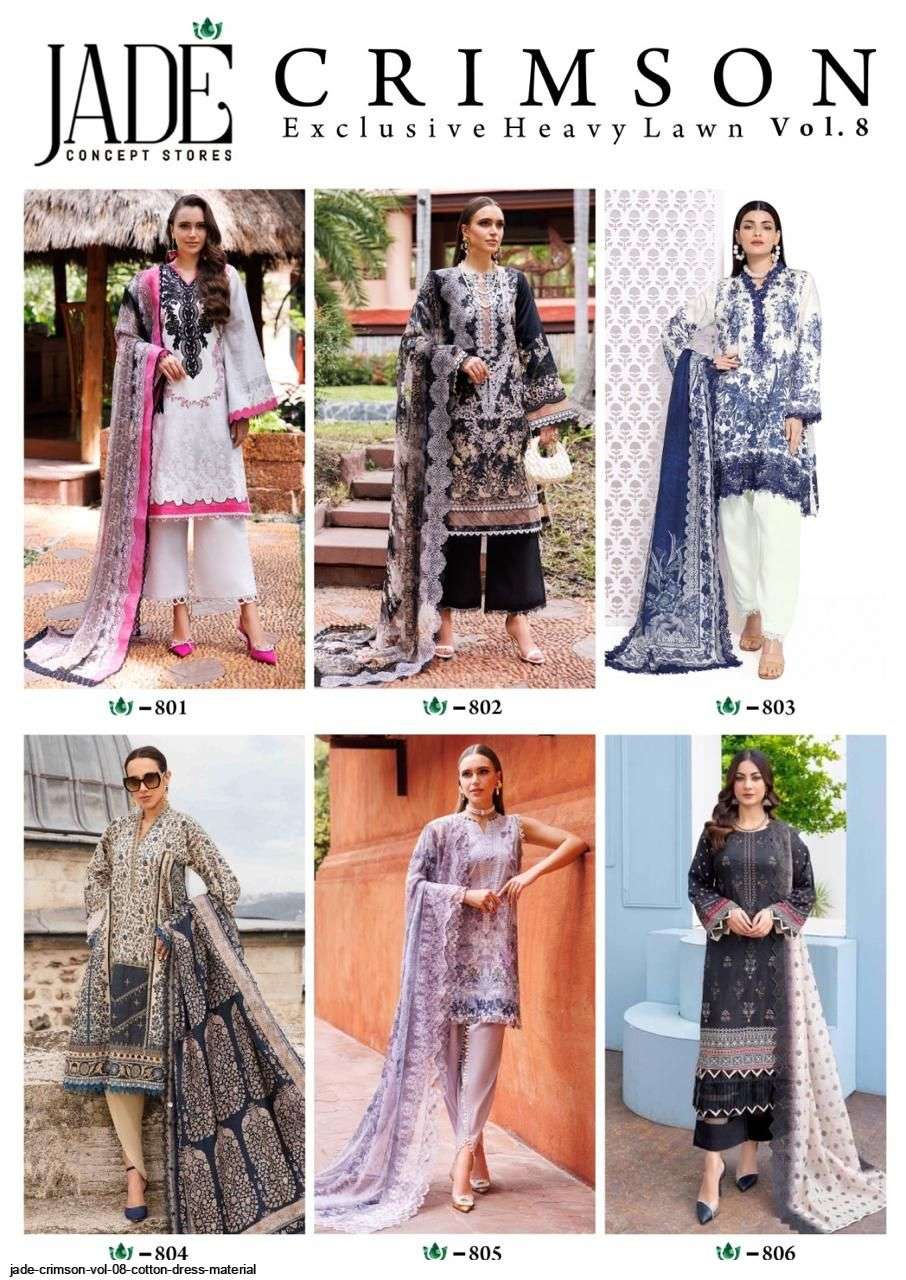 Jade Crimson Exclusive Heavy Lawn Collection Vol-8 Wholesale 