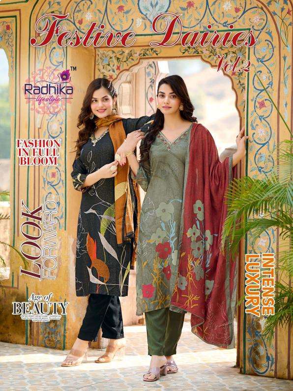 Radhika Lifestyle Festive Dairies Vol 2 Muslin Print Ladies Suits