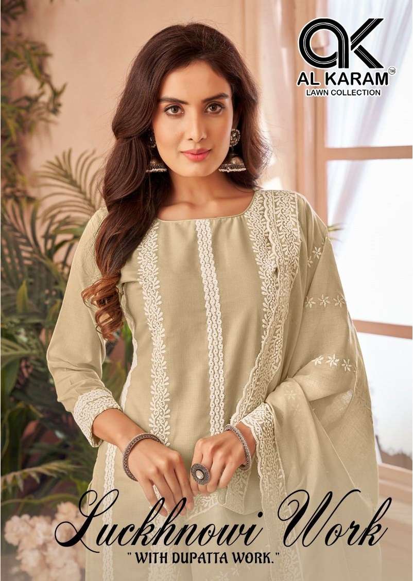 Al Karam Luckhnowi Work Vol 1 Cotton Dress Material